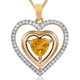 Double Heart Gemstone Pendant with Diamond Frame