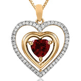 Double Heart Gemstone Pendant with Diamond Frame