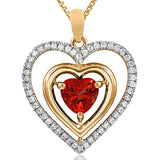 Double Heart Gemstone Pendant with Diamond Frame