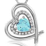 Tilted Double Heart Color Gemstone Pendant with Diamond Accent