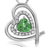 Tilted Double Heart Color Gemstone Pendant with Diamond Accent