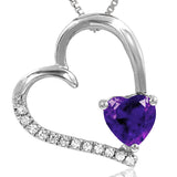 Tilted Heart Gemstone Pendant with Diamond Accent