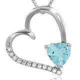 Tilted Heart Gemstone Pendant with Diamond Accent