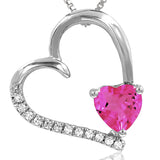 Tilted Heart Gemstone Pendant with Diamond Accent