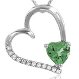 Tilted Heart Gemstone Pendant with Diamond Accent