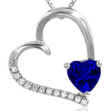 Tilted Heart Gemstone Pendant with Diamond Accent