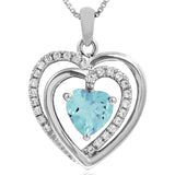 Double Heart Gemstone Pendant with Diamond Accent