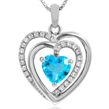 Double Heart Gemstone Pendant with Diamond Accent