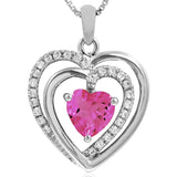 Double Heart Gemstone Pendant with Diamond Accent