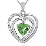 Double Heart Gemstone Pendant with Diamond Accent