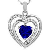 Double Heart Gemstone Pendant with Diamond Accent