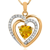 Double Heart Gemstone Pendant with Diamond Accent