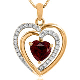 Double Heart Gemstone Pendant with Diamond Accent