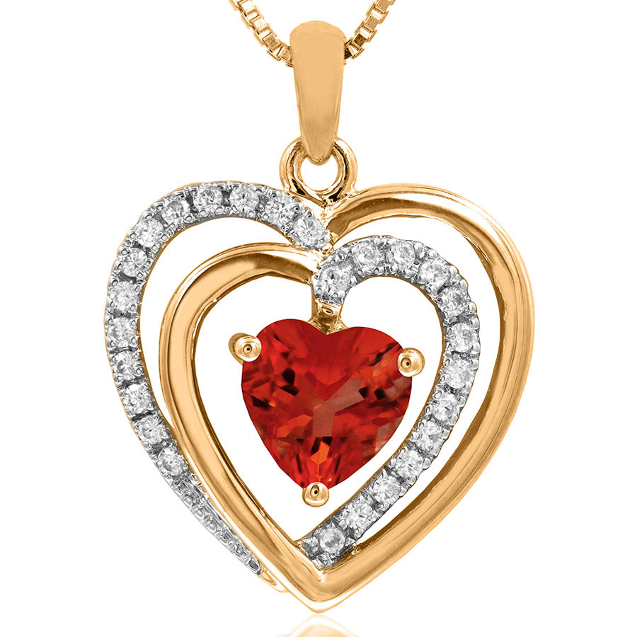 Double Heart Gemstone Pendant with Diamond Accent – J Nuevo