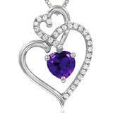 Double Heart Gemstone Pendant with Diamond Accent