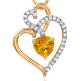 Double Heart Gemstone Pendant with Diamond Accent