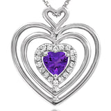 Triple Heart Gemstone Pendant with Diamond Accent