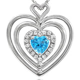 Triple Heart Gemstone Pendant with Diamond Accent