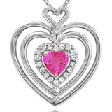 Triple Heart Gemstone Pendant with Diamond Accent