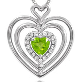 Triple Heart Gemstone Pendant with Diamond Accent