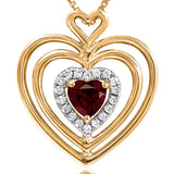 Triple Heart Gemstone Pendant with Diamond Accent