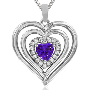 Triple Heart Gemstone Pendant with Diamond Accent