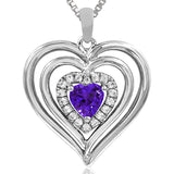 Triple Heart Gemstone Pendant with Diamond Accent