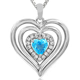 Triple Heart Gemstone Pendant with Diamond Accent