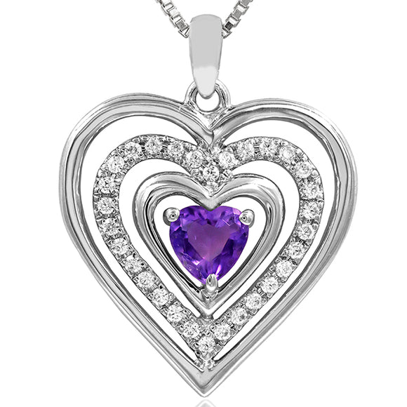 Triple Heart Gemstone Pendant with Diamond Accent