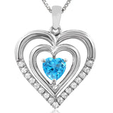 Double Heart Gemstone Pendant with Diamond Accent