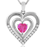 Double Heart Gemstone Pendant with Diamond Accent