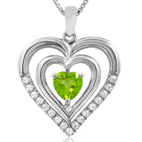 Double Heart Gemstone Pendant with Diamond Accent