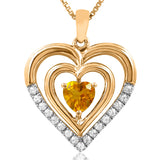 Double Heart Gemstone Pendant with Diamond Accent