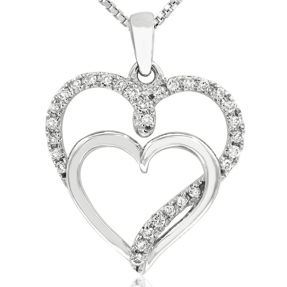 Double Heart Diamond Pendant