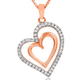 Tilted Double Heart Diamond Pendant