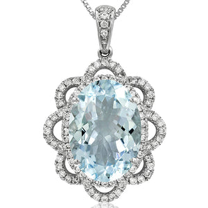 Premium Oval Floral Gemstone Pendant with Diamond Frame