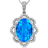 Premium Oval Floral Gemstone Pendant with Diamond Frame