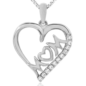 Diamond Heart "Mom" Pendant