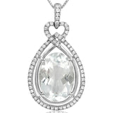 Premium Oval Teardrop Gemstone Pendant with Diamond Frame
