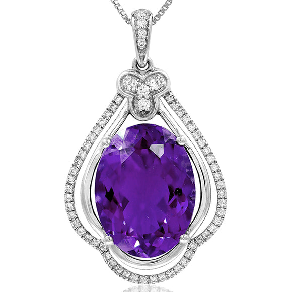 Premium Oval Gemstone Pendant with Diamond Frame