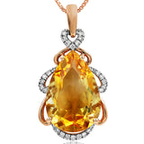 Premium Pear Gemstone Pendant with Diamond Accent