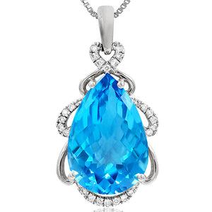 Premium Pear Gemstone Pendant with Diamond Accent