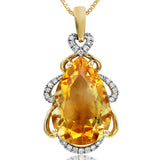 Premium Pear Gemstone Pendant with Diamond Accent