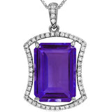 Premium Emerald Cut Gemstone Pendant with Diamond Frame