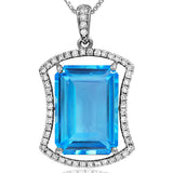 Premium Emerald Cut Gemstone Pendant with Diamond Frame