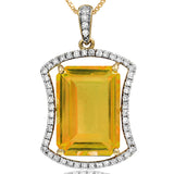 Premium Emerald Cut Gemstone Pendant with Diamond Frame