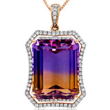 Premium Emerald Cut Gemstone Pendant with Diamond Frame