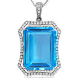 Premium Emerald Cut Gemstone Pendant with Diamond Frame