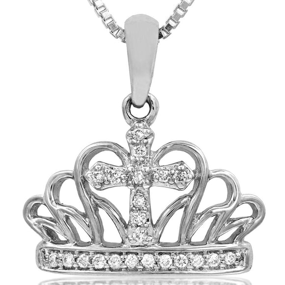 Diamond Crown Pendant with Cross