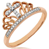 Diamond Crown Promise Ring with Cross